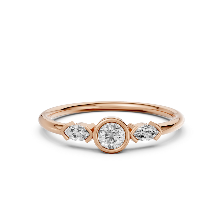 Amara Three Stone Round & Marquise Lab Grown Diamond Ring