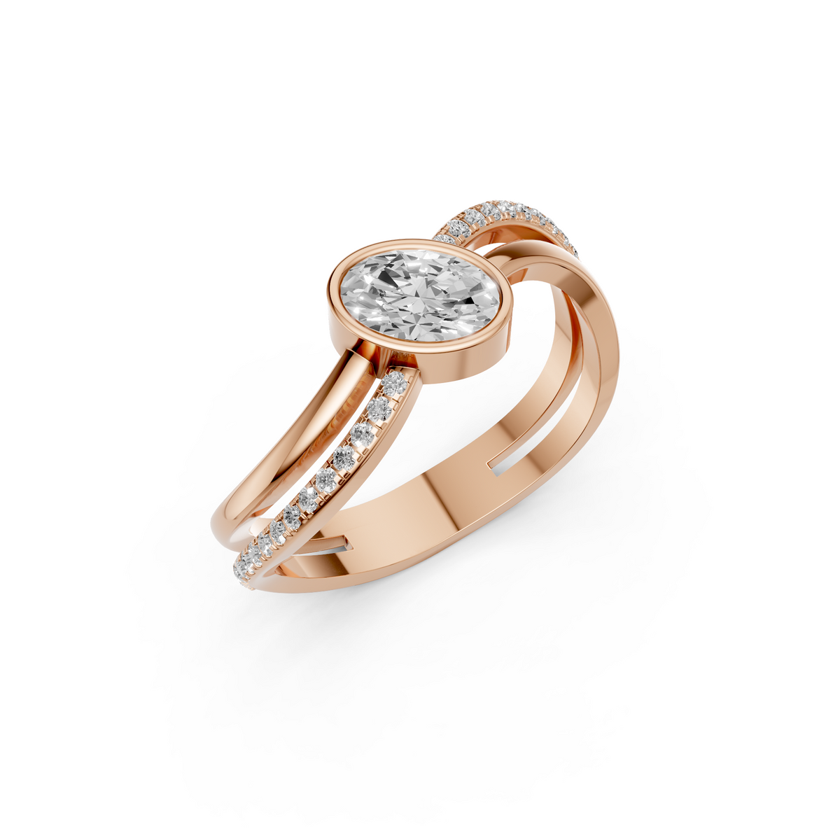 Seraphina Twisted Oval & Round Lab Grown Diamond Ring