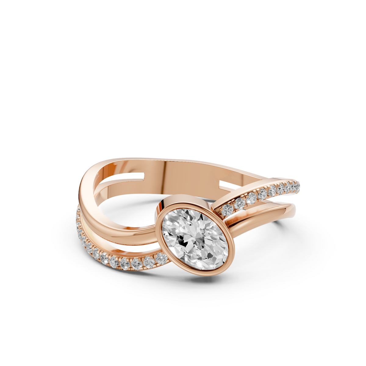 Seraphina Twisted Oval & Round Lab Grown Diamond Ring