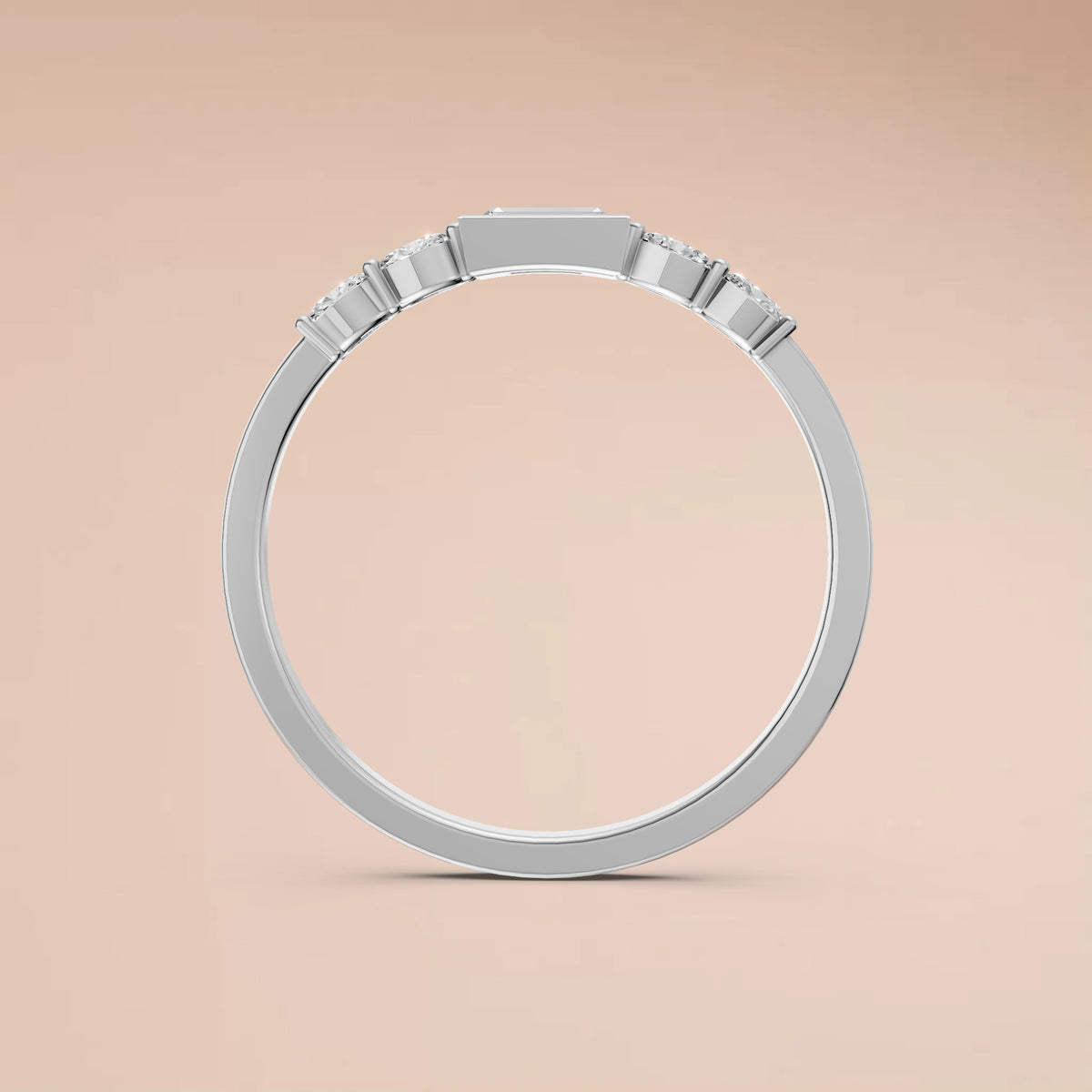 Classic Five-Stone Baguette & Oval Lab Diamond Wedding band