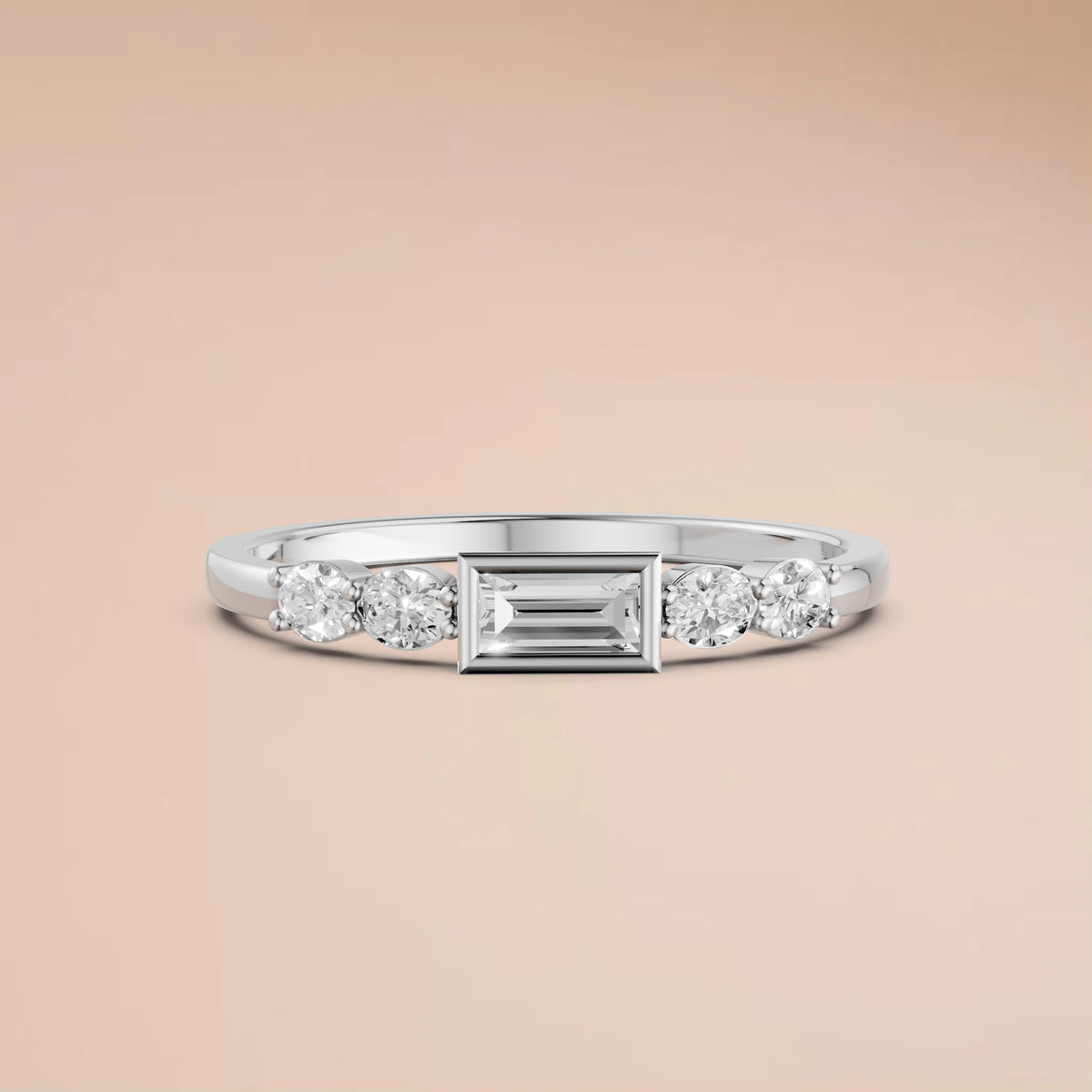 Classic Five-Stone Baguette & Oval Lab Diamond Wedding band