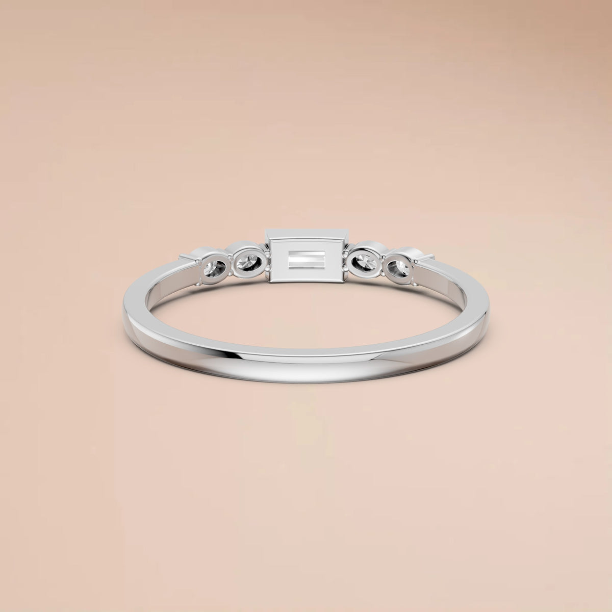 Classic Five-Stone Baguette & Oval Lab Diamond Wedding band