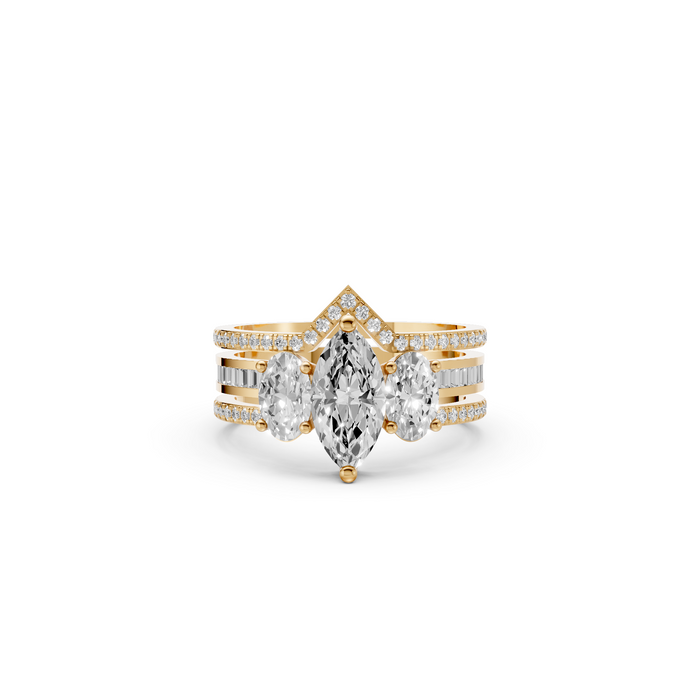 Celestia Triple Stone Split-Shank  Diamond Engagement Ring