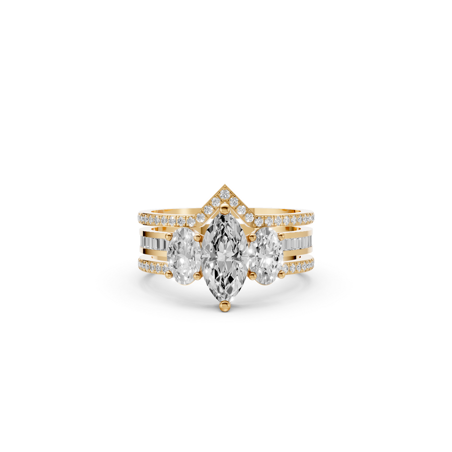 Elara Open Bypass Multi Shape Lab Diamond Stacking Band