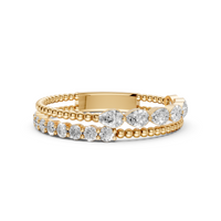 Two Row Pear & Round Lab Diamond Stackable Wedding Band