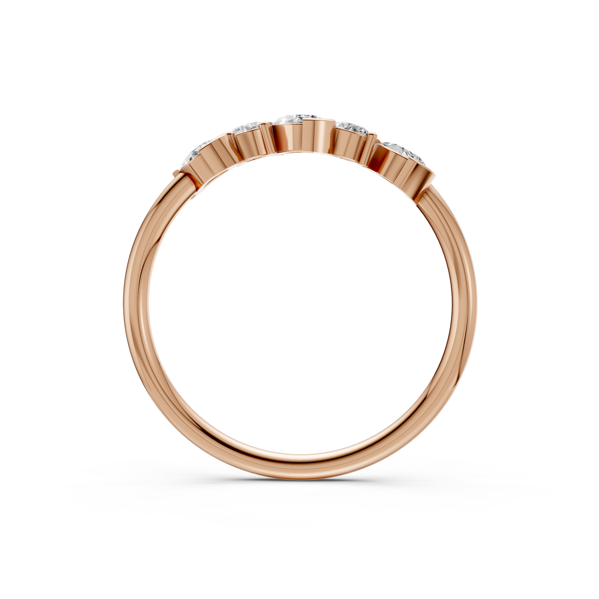 Alternating Pear & Round  Diamond Five Stone Stackable Band