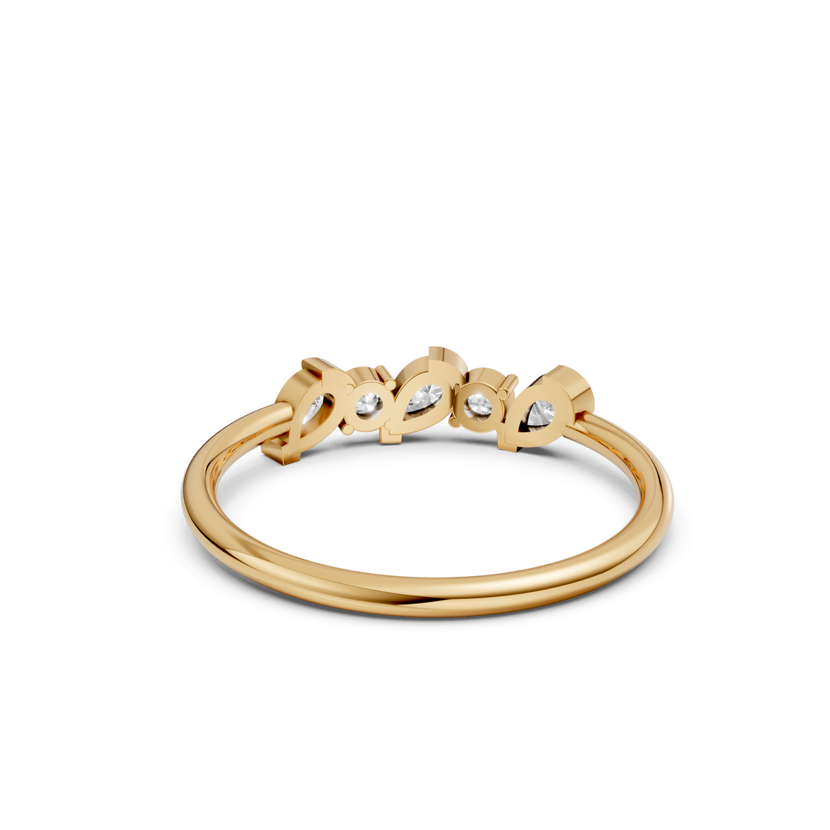 Alternating Pear & Round  Diamond Five Stone Stackable Band