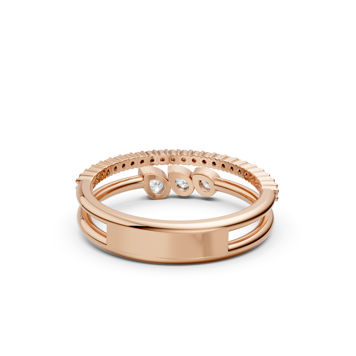 Double-Row Pear Cut Lab Grown Diamond Stackable Ring