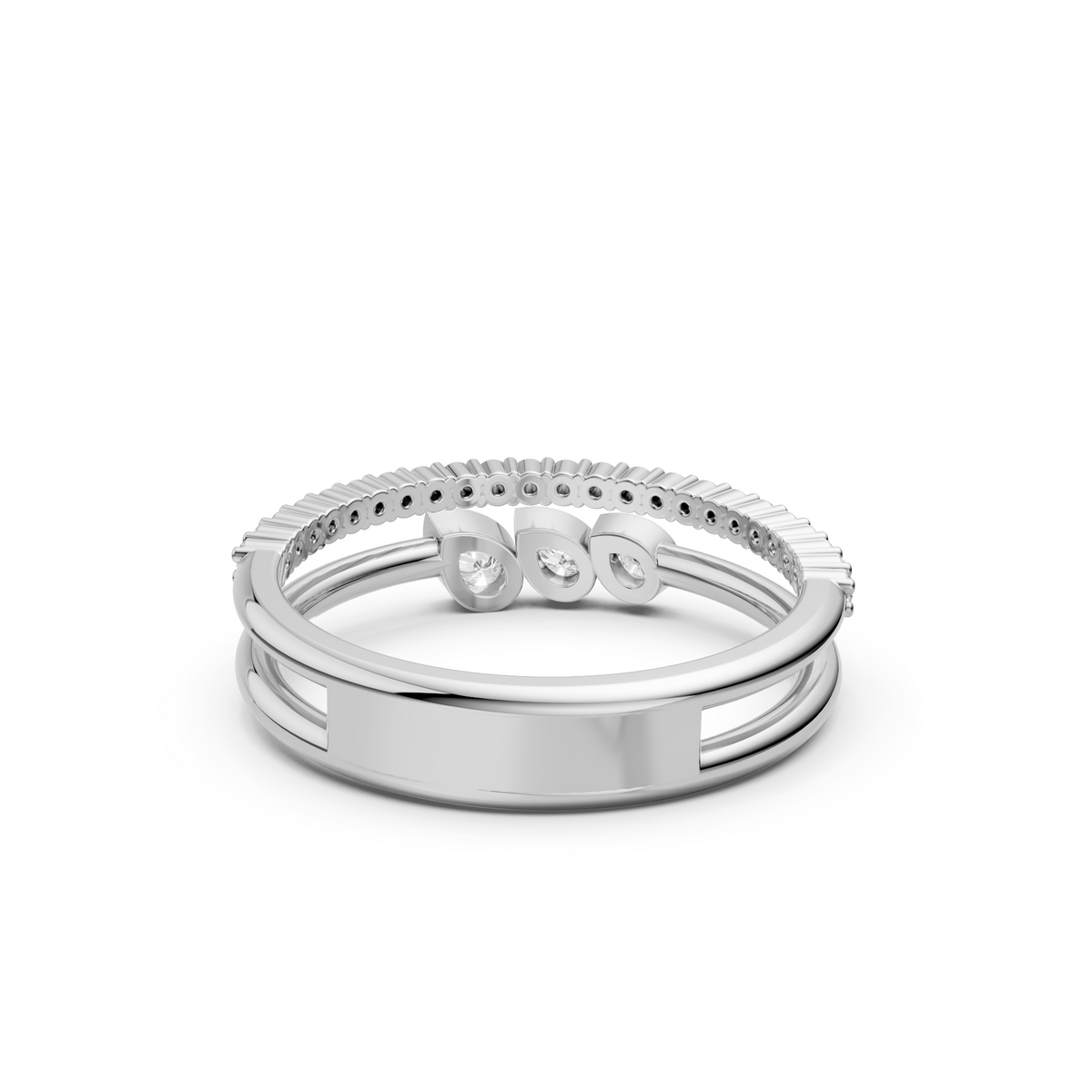 Double-Row Pear Cut Lab Grown Diamond Stackable Ring