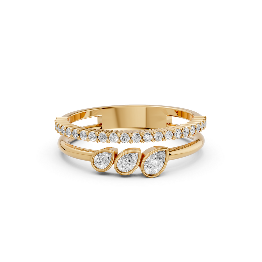 Double-Row Pear Cut Lab Grown Diamond Stackable Ring