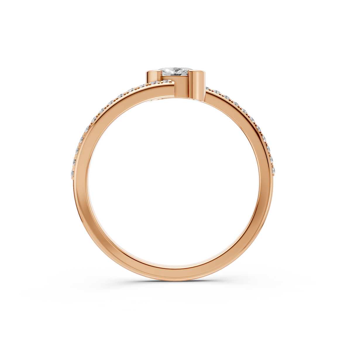 Twist Cushion & Classic Round Lab Diamond Engagement Ring