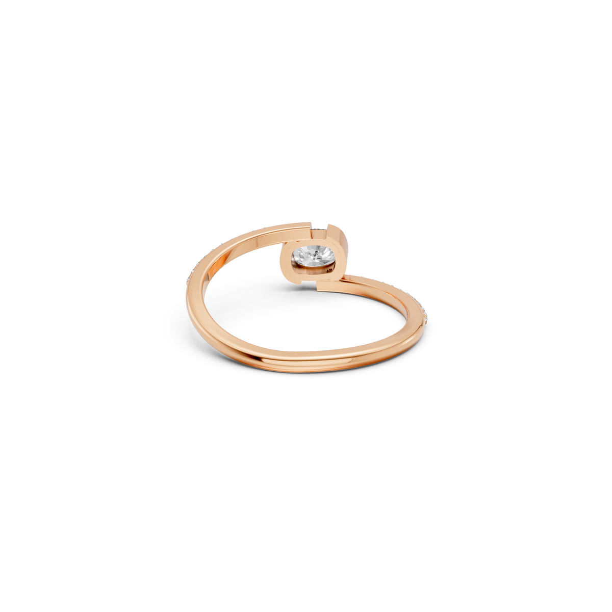 Twist Cushion & Classic Round Lab Diamond Engagement Ring