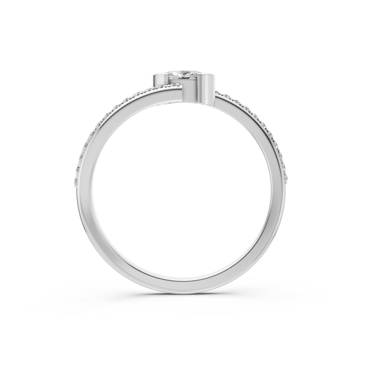 Twist Cushion & Classic Round Lab Diamond Engagement Ring