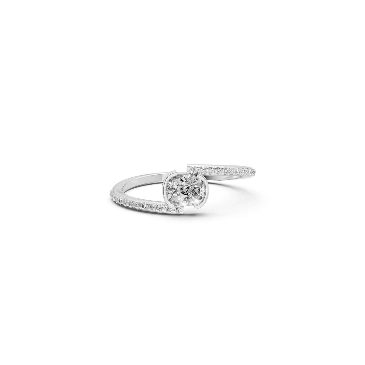 Twist Cushion & Classic Round Lab Diamond Engagement Ring