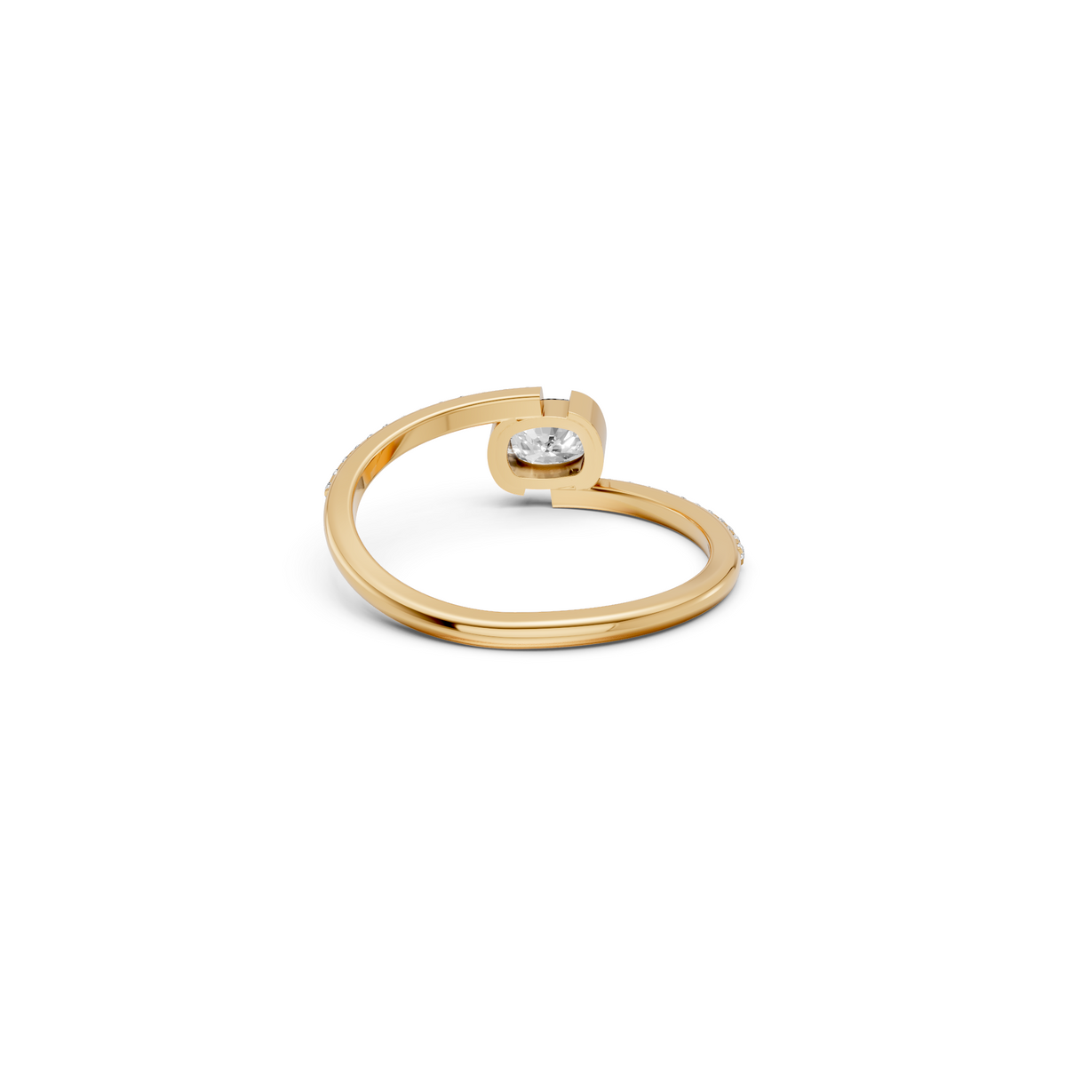Twist Cushion & Classic Round Lab Diamond Engagement Ring