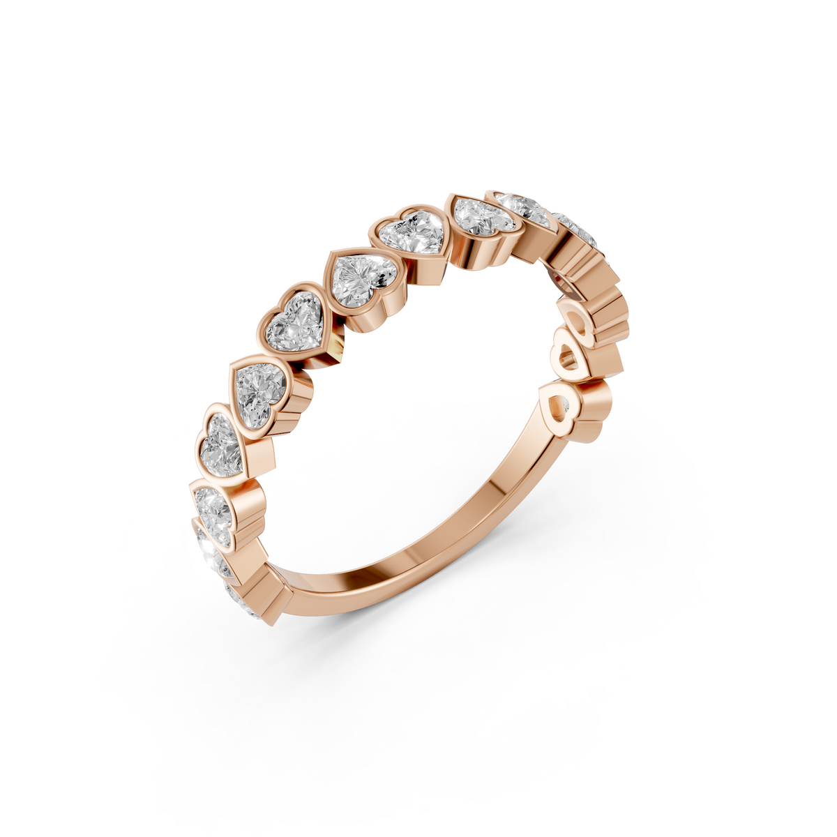 Heart Shape Lab Grown Diamond Half Eternity Wedding Band