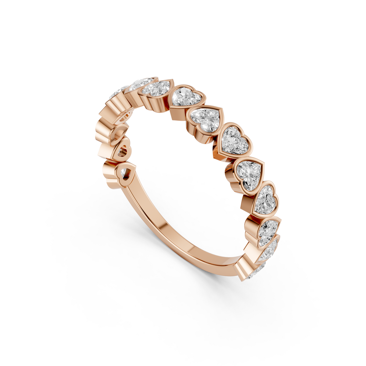 Heart Shape Lab Grown Diamond Half Eternity Wedding Band
