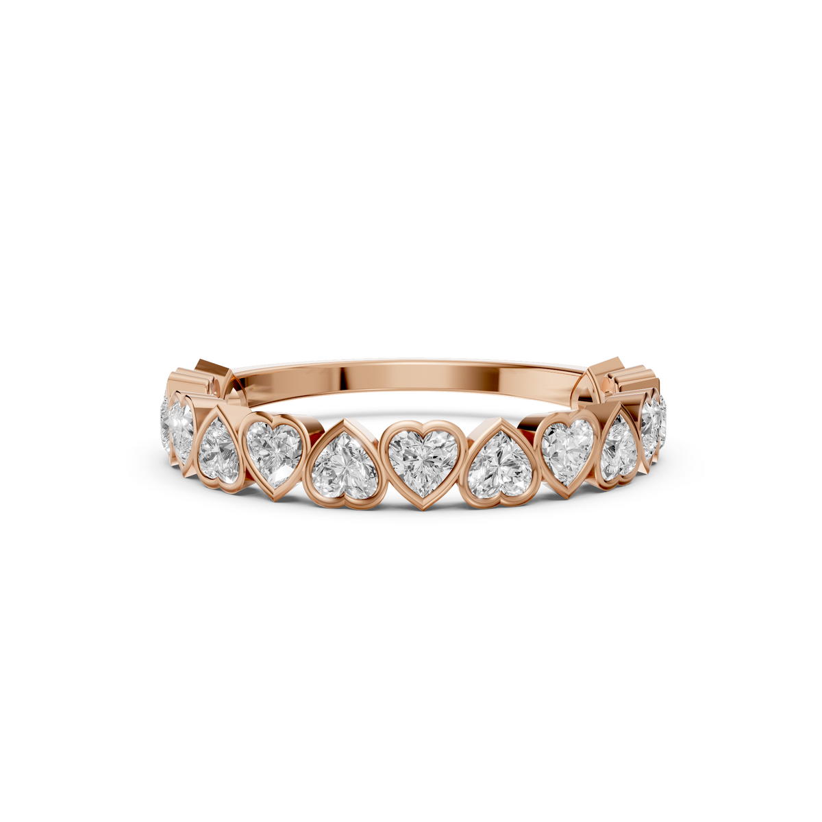 Heart Shape Lab Grown Diamond Half Eternity Wedding Band