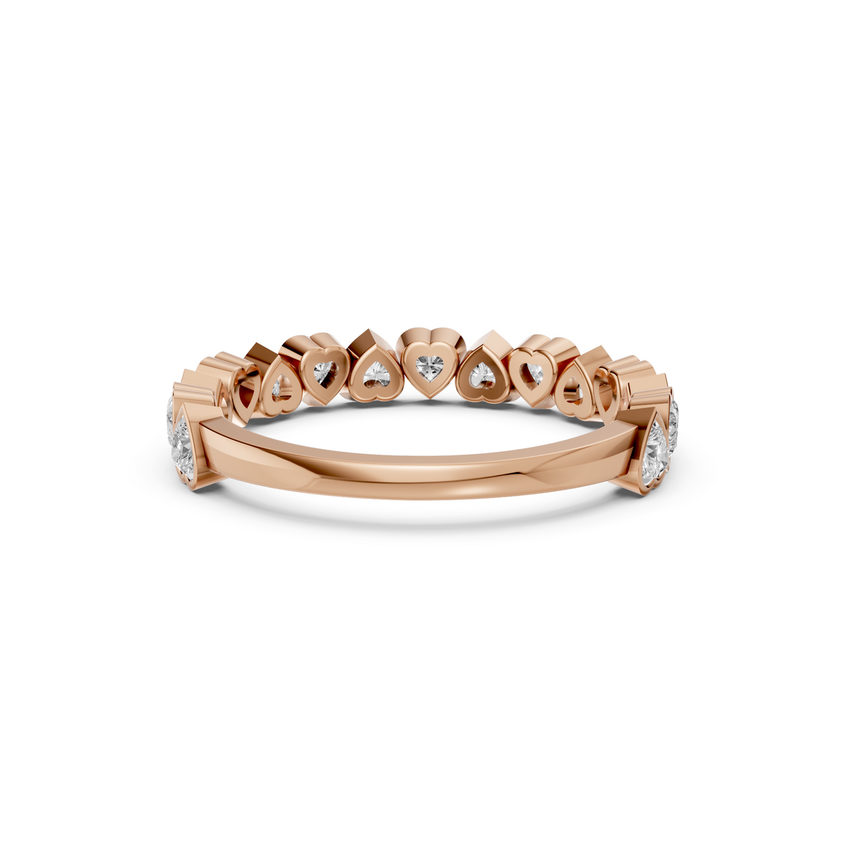 Heart Shape Lab Grown Diamond Half Eternity Wedding Band