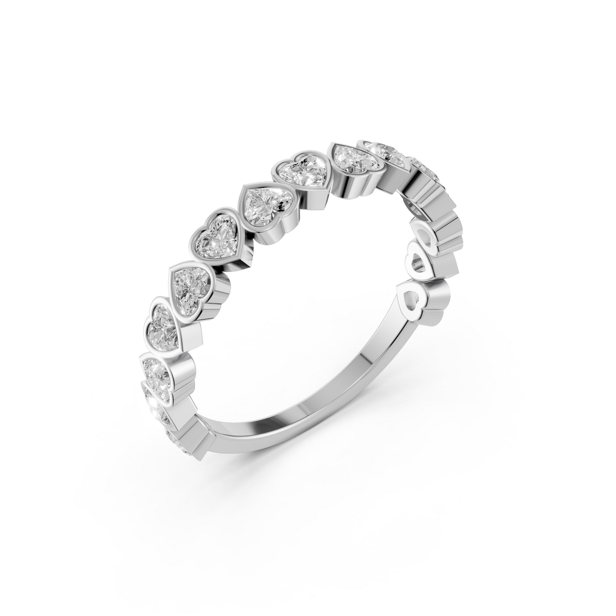 Heart Shape Lab Grown Diamond Half Eternity Wedding Band
