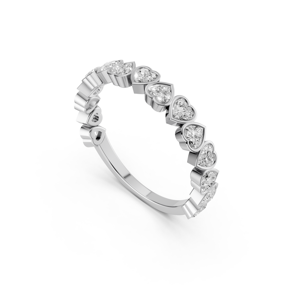 Heart Shape Lab Grown Diamond Half Eternity Wedding Band