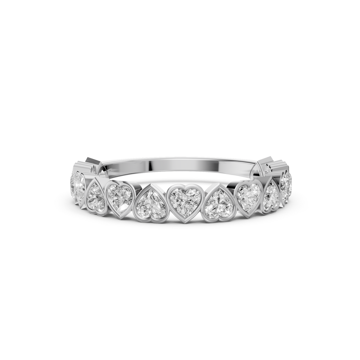 Heart Shape Lab Grown Diamond Half Eternity Wedding Band