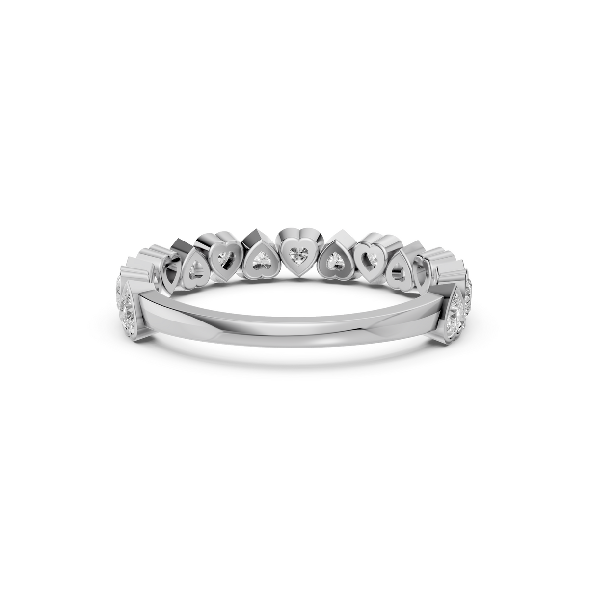 Heart Shape Lab Grown Diamond Half Eternity Wedding Band