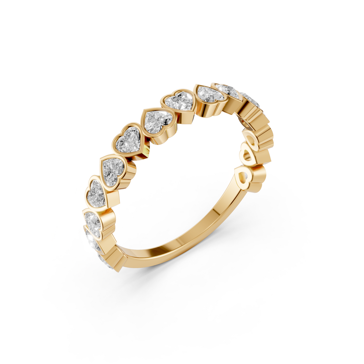Heart Shape Lab Grown Diamond Half Eternity Wedding Band