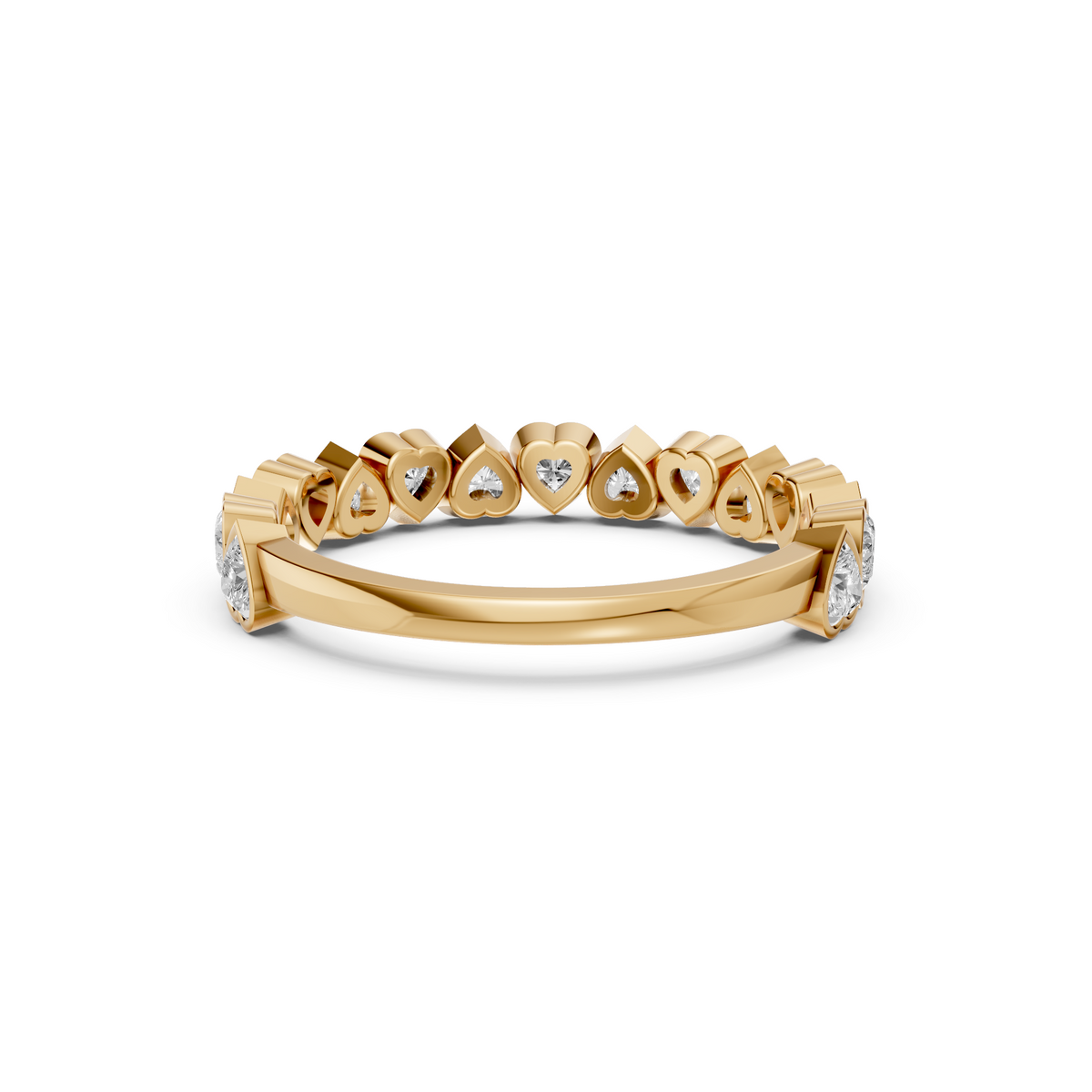 Heart Shape Lab Grown Diamond Half Eternity Wedding Band