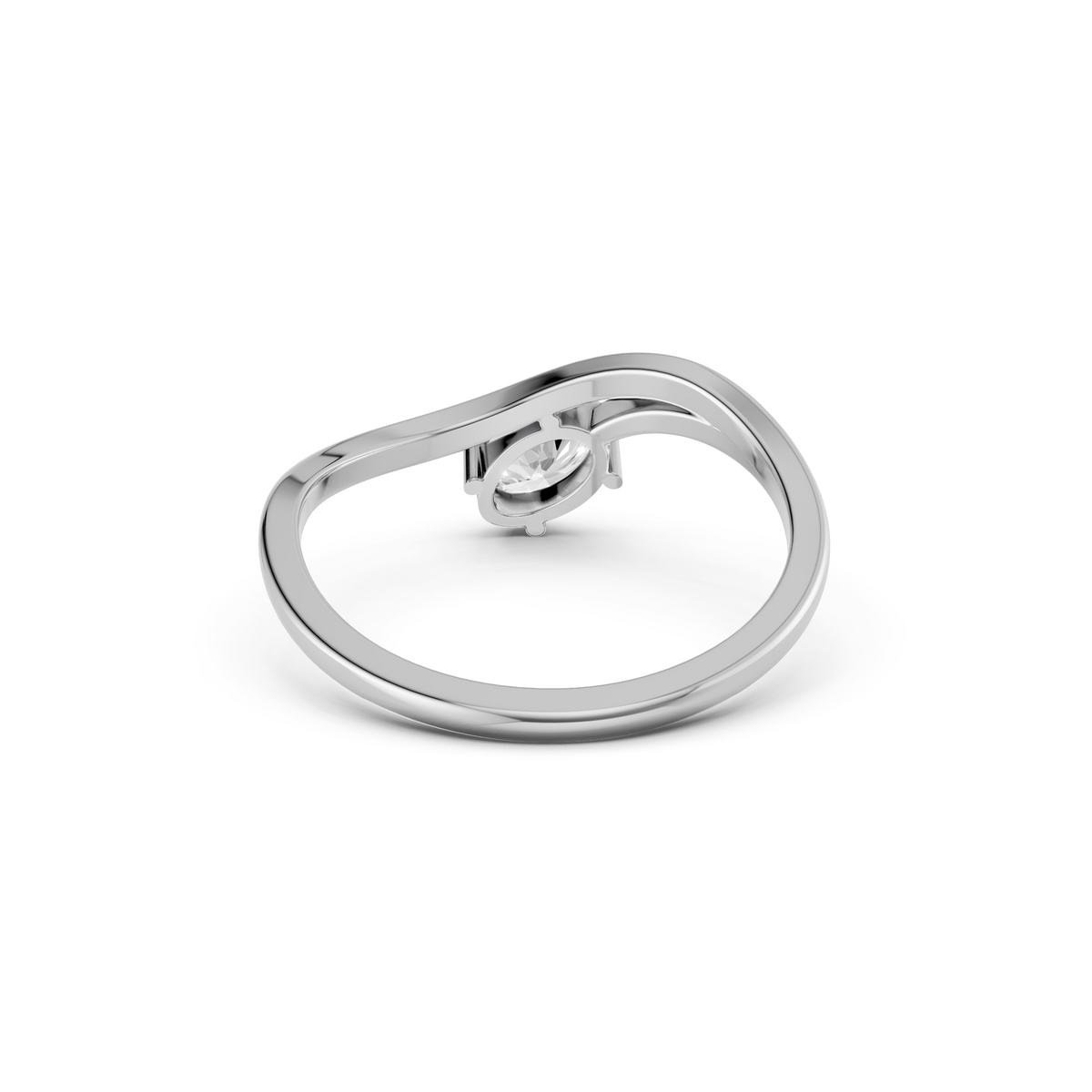 Twisted Split Shank Oval Lab Diamond Solitaire Curved Band