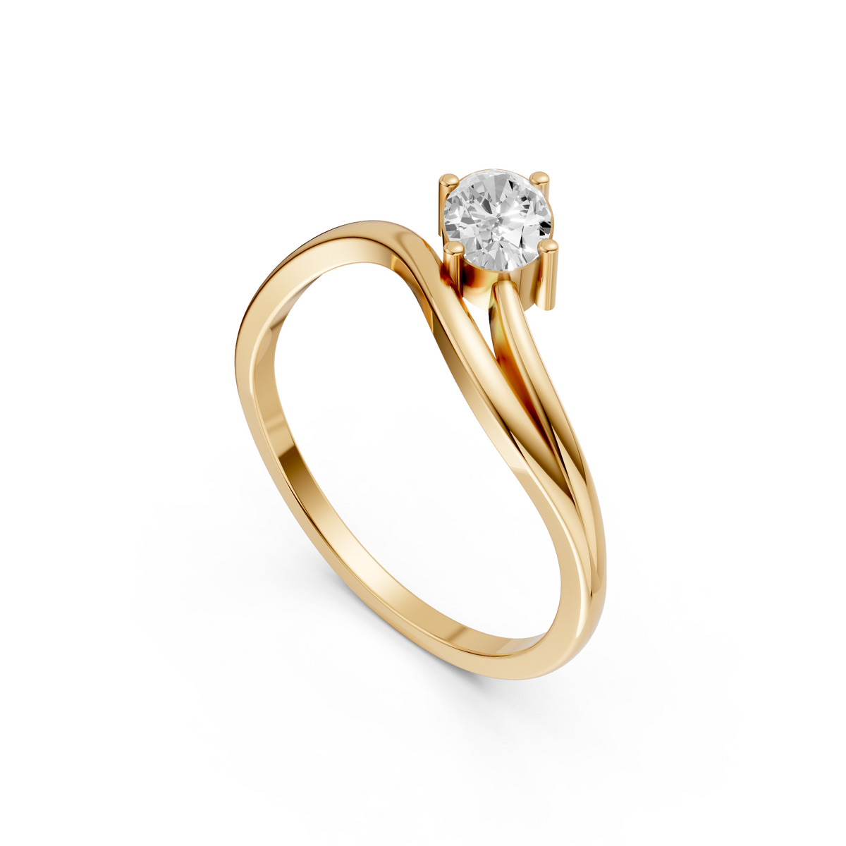 Twisted Split Shank Oval Lab Diamond Solitaire Curved Band
