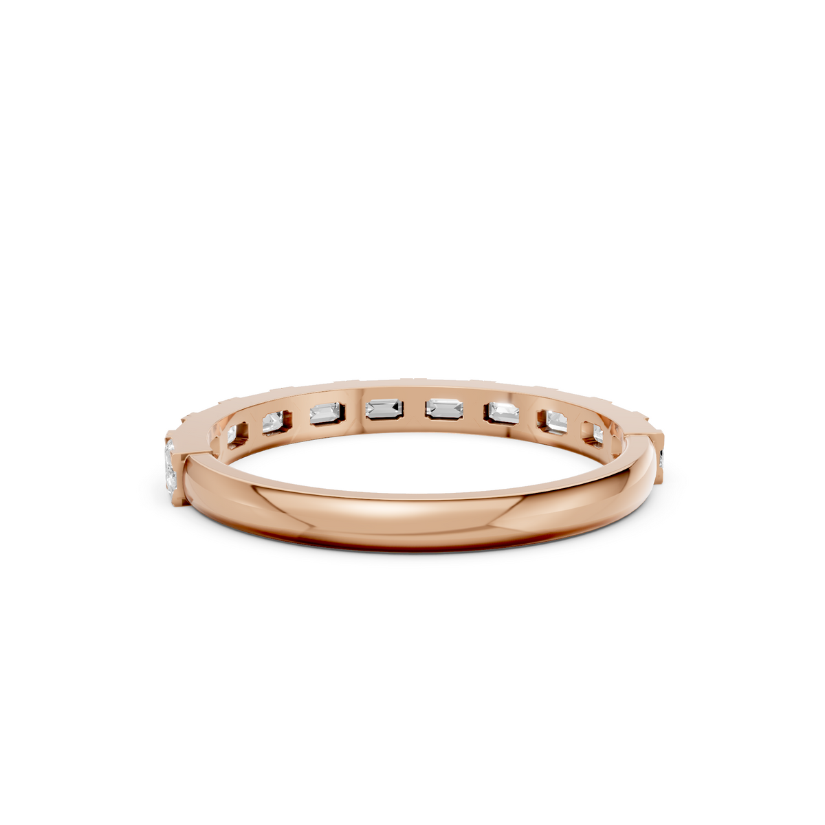 Emerald Cut Diamond Delicate Gold Eternity Stacking Band