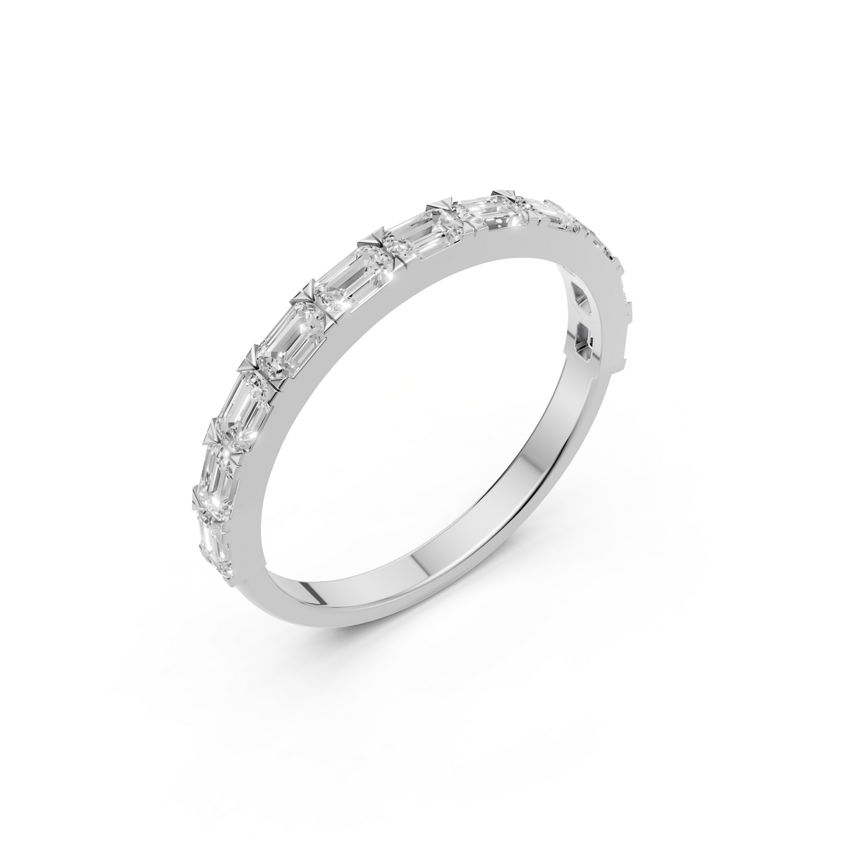 Emerald Cut Diamond Delicate Gold Eternity Stacking Band