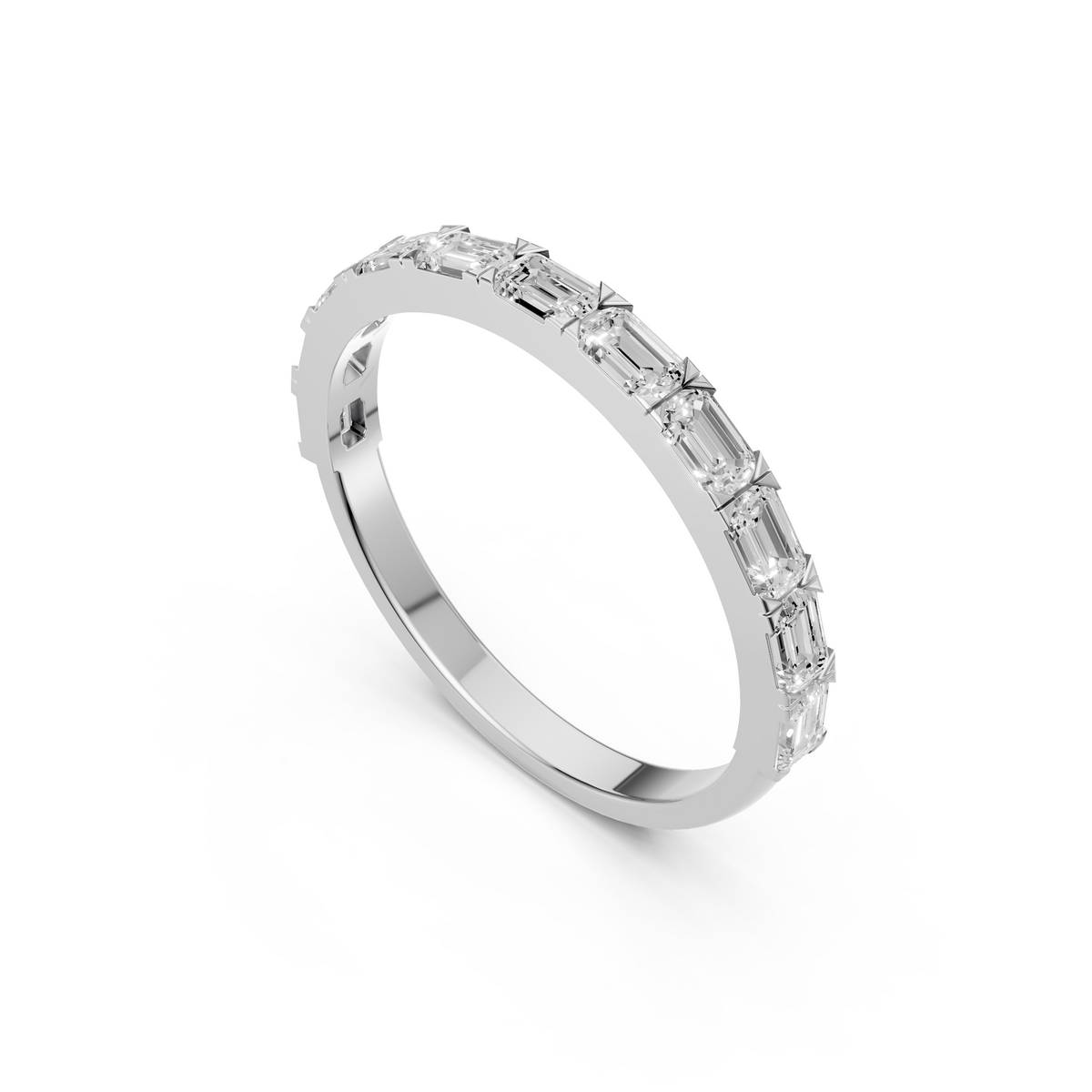 Emerald Cut Diamond Delicate Gold Eternity Stacking Band