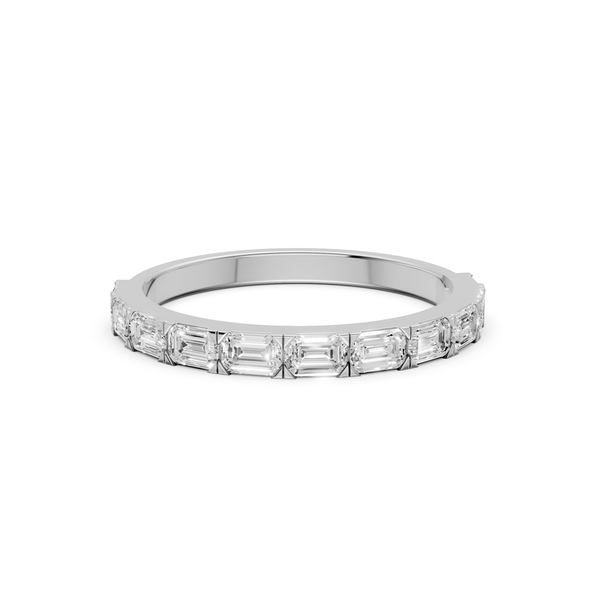 Emerald Cut Diamond Delicate Gold Eternity Stacking Band
