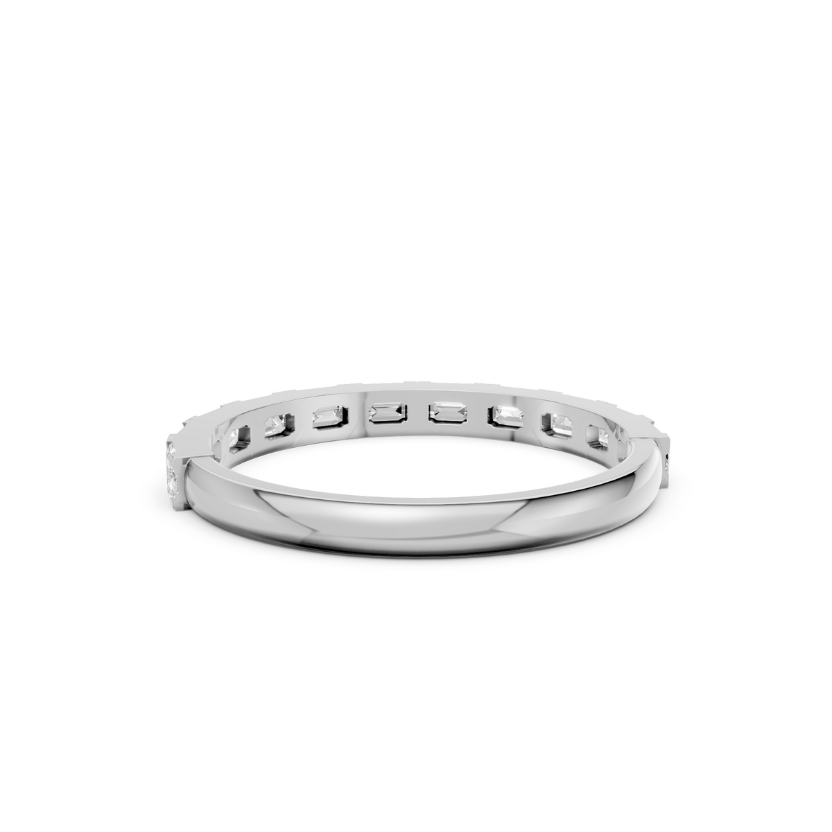 Emerald Cut Diamond Delicate Gold Eternity Stacking Band