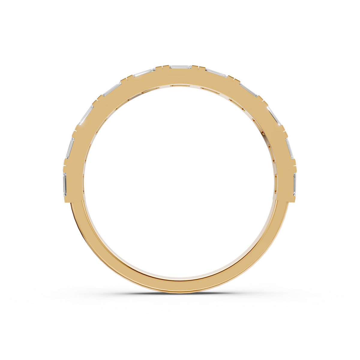 Emerald Cut Diamond Delicate Gold Eternity Stacking Band