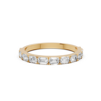 Emerald Cut Diamond Delicate Gold Eternity Stacking Band