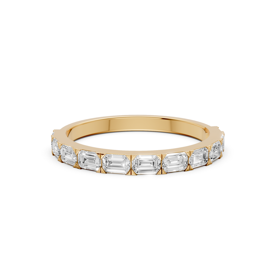 Emerald Cut Diamond Delicate Gold Eternity Stacking Band