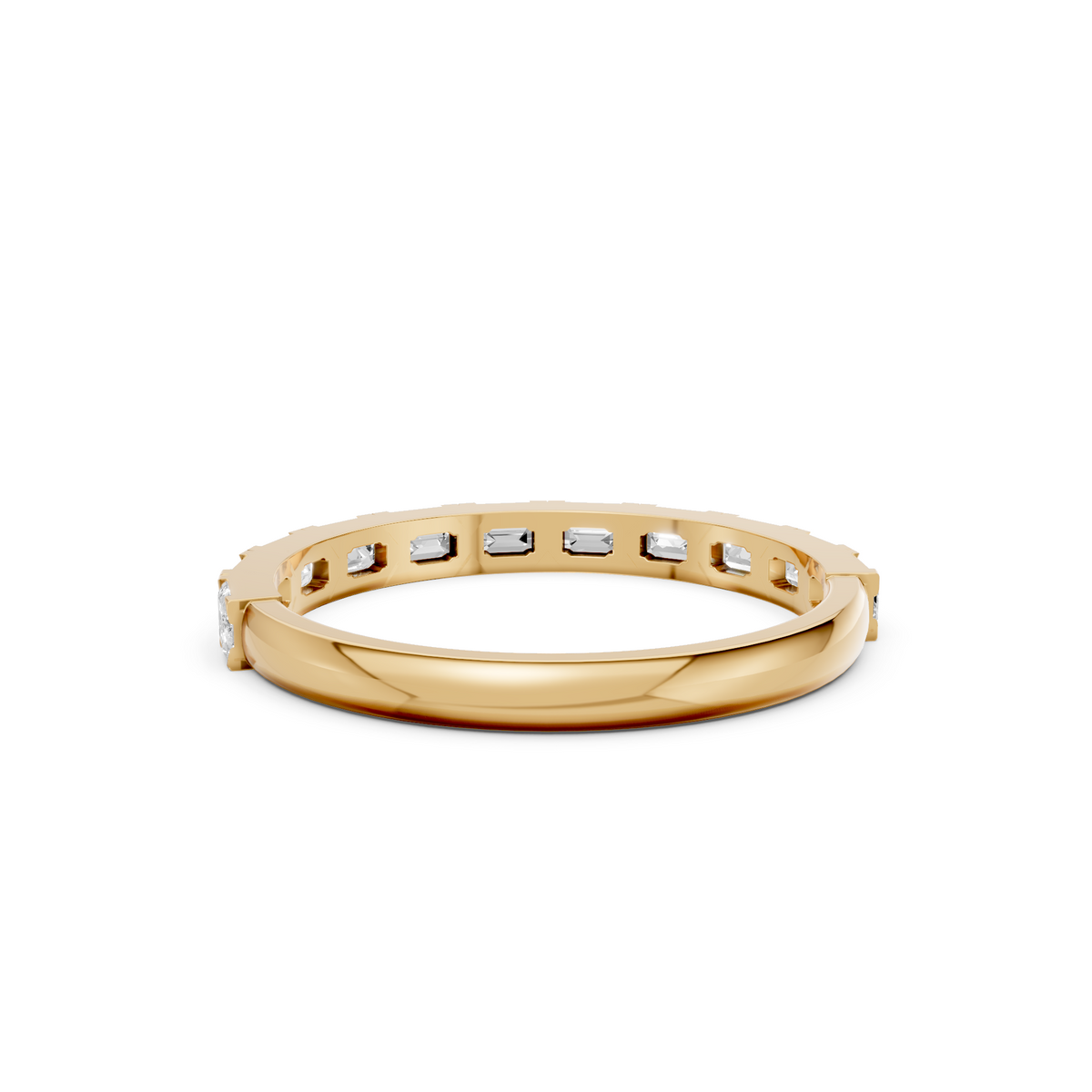 Emerald Cut Diamond Delicate Gold Eternity Stacking Band