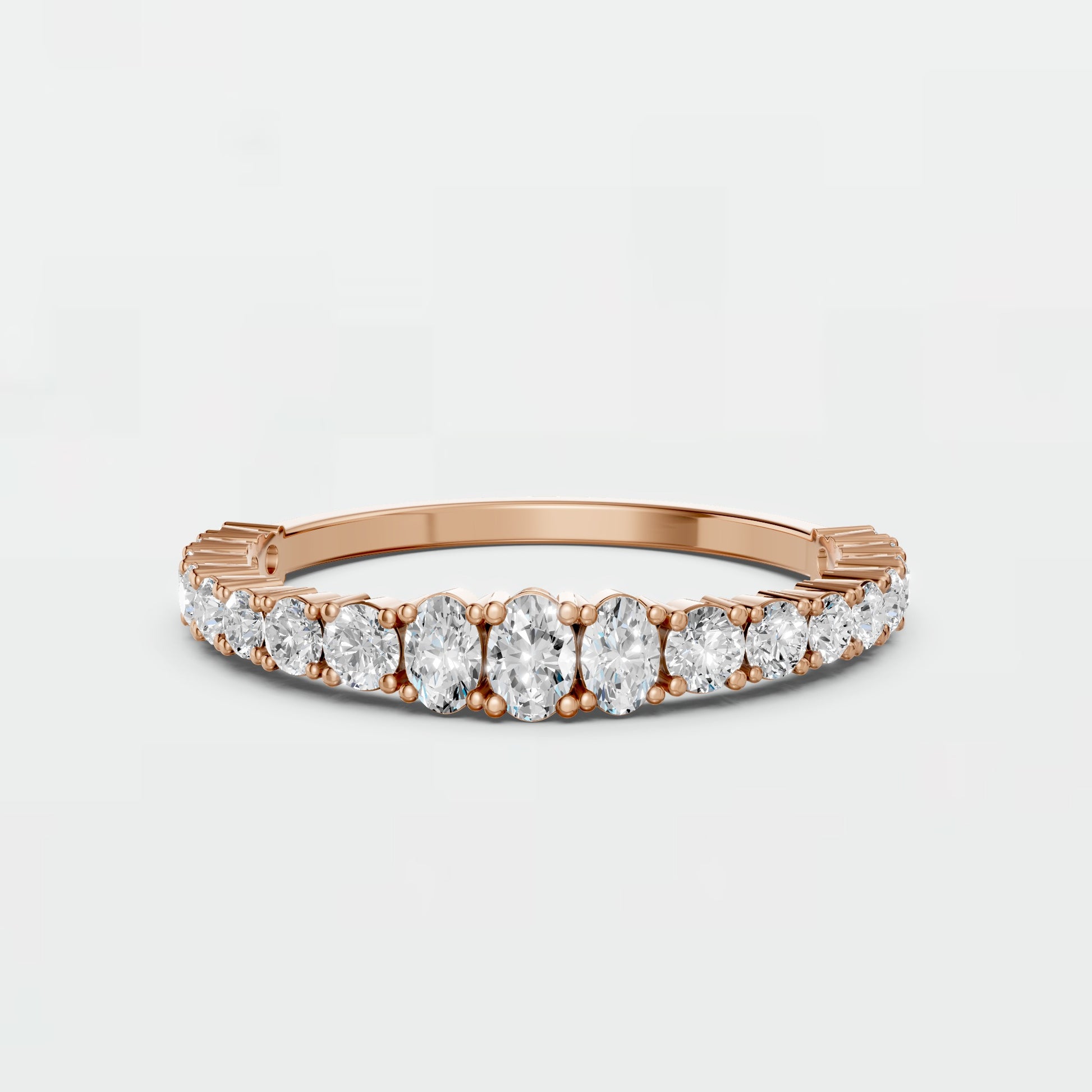 Oval & Round Lab Grown Diamond Wedding Band | Stackable Gold Anniversary Ring