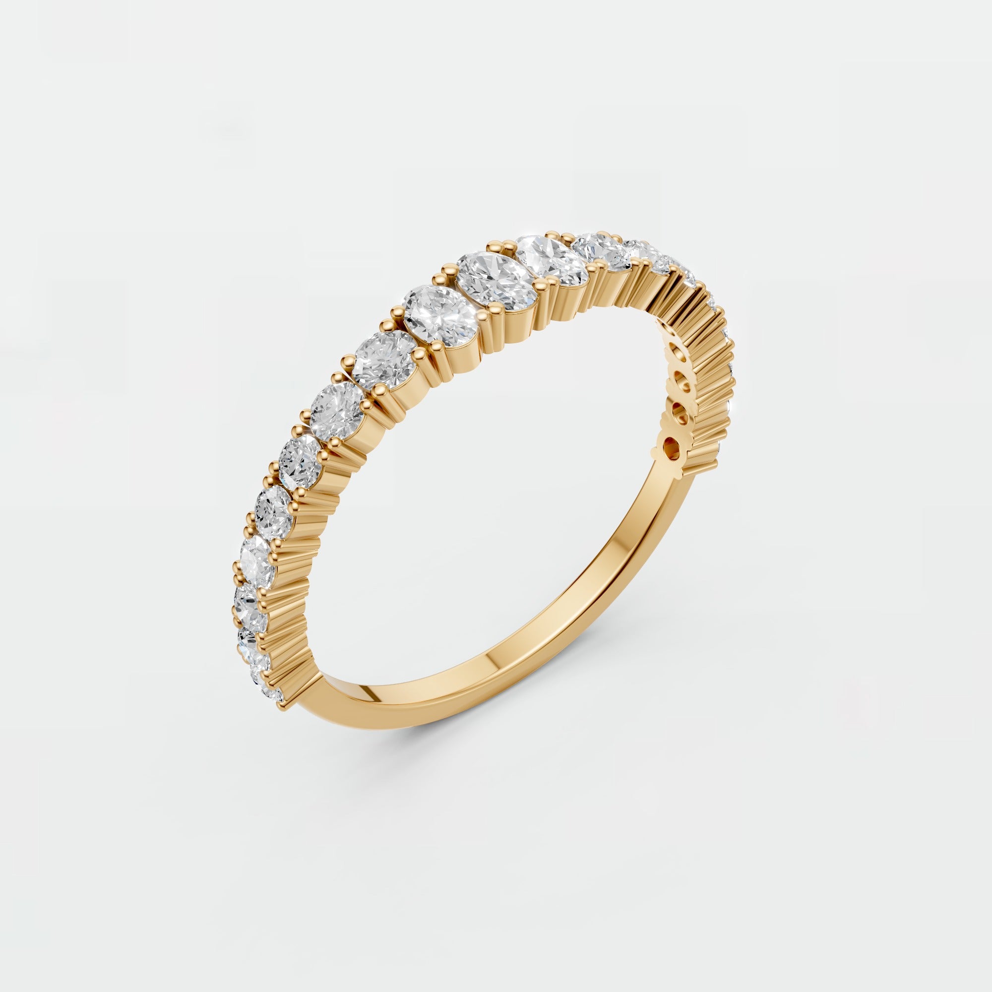 Oval & Round Lab Grown Diamond Wedding Band | Stackable Gold Anniversary Ring