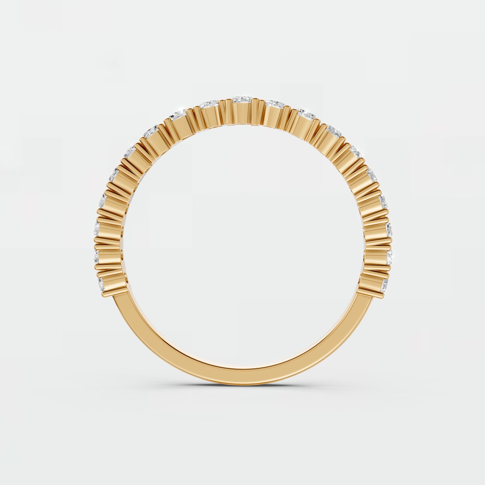 Oval & Round Lab Grown Diamond Wedding Band | Stackable Gold Anniversary Ring