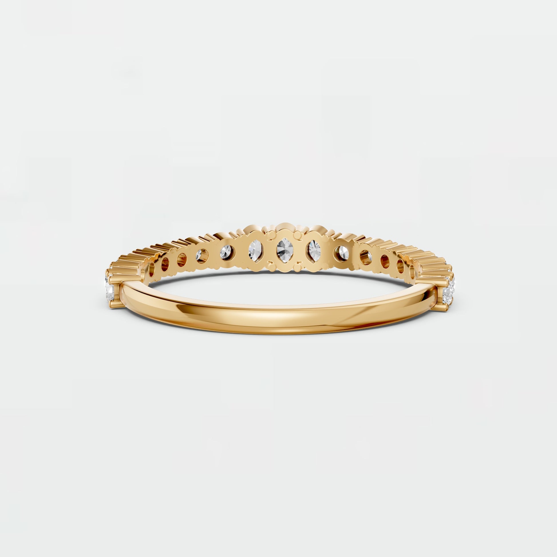 Oval & Round Lab Grown Diamond Wedding Band | Stackable Gold Anniversary Ring