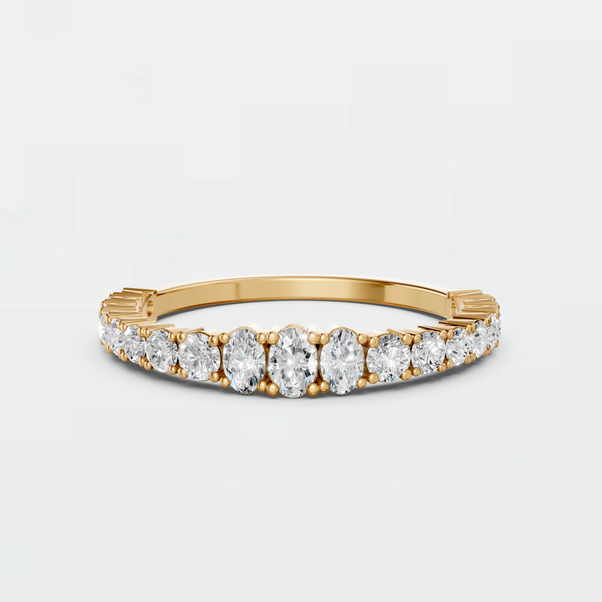 Oval & Round Lab Grown Diamond Wedding Band | Stackable Gold Anniversary Ring