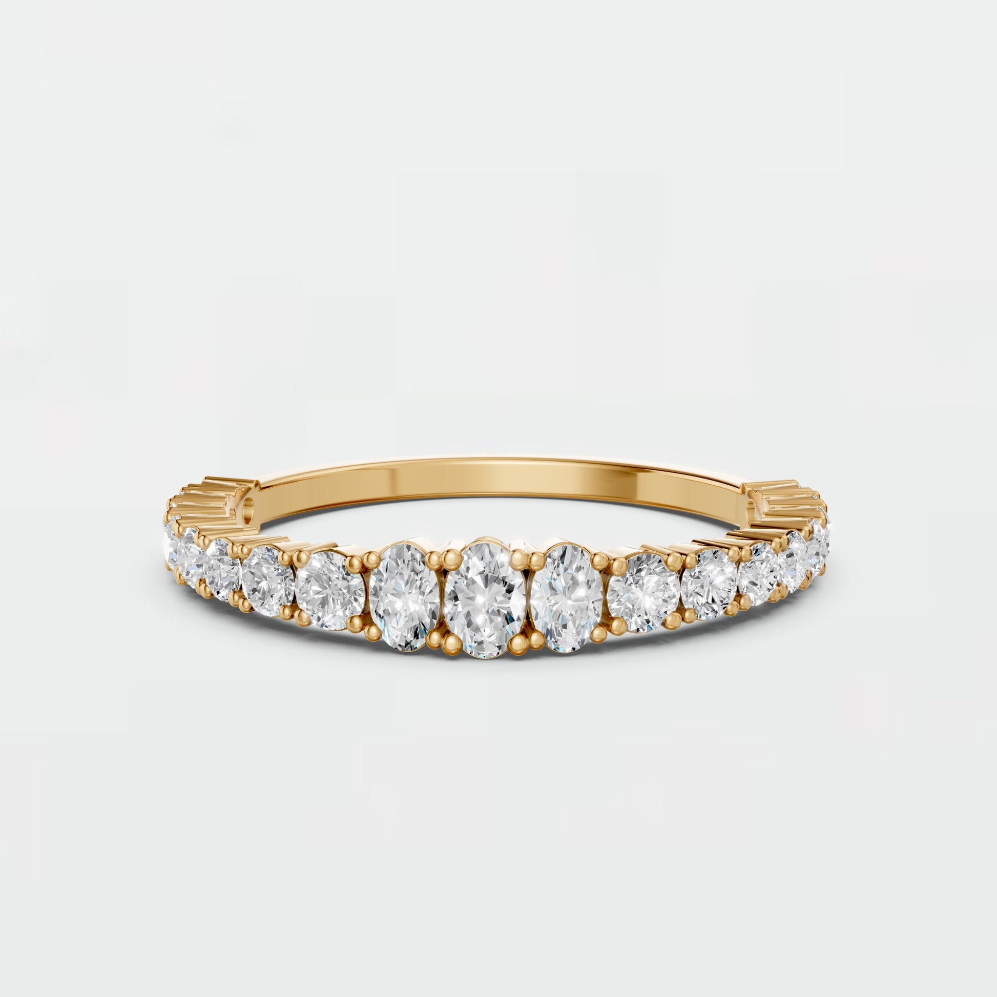 Oval & Round Lab Grown Diamond Wedding Band | Stackable Gold Anniversary Ring