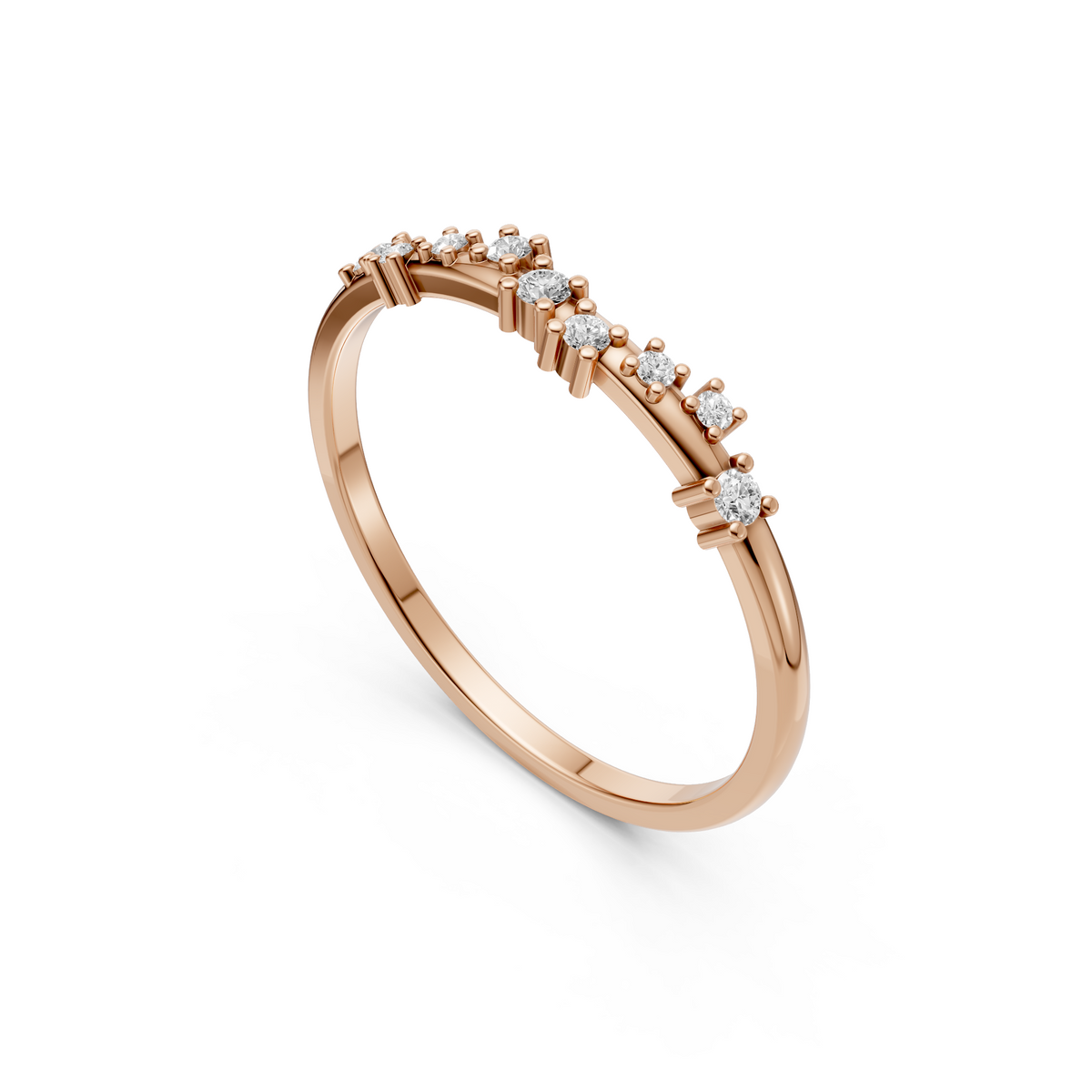 Graduated Round Cut Lab Grown Diamond Cluster Stackable Band