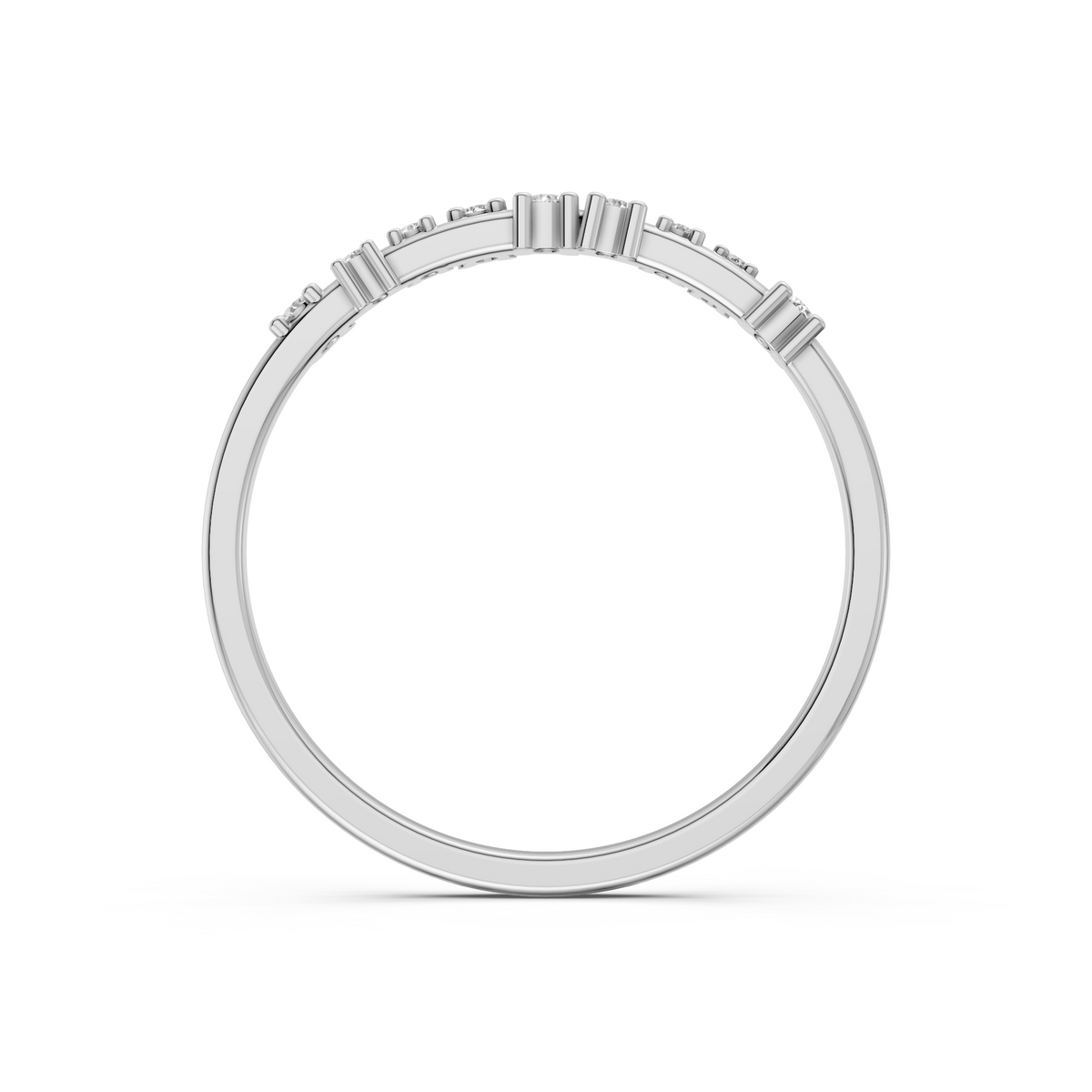 Graduated Round Cut Lab Grown Diamond Cluster Stackable Band