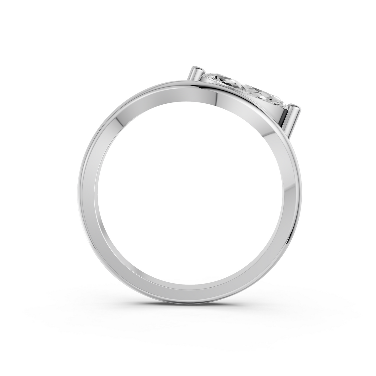 Marquise Diamond Curved Solitaire Engagement Ring