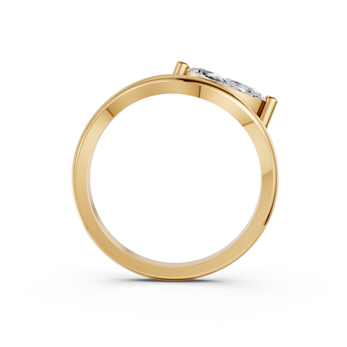 Marquise Diamond Curved Solitaire Engagement Ring